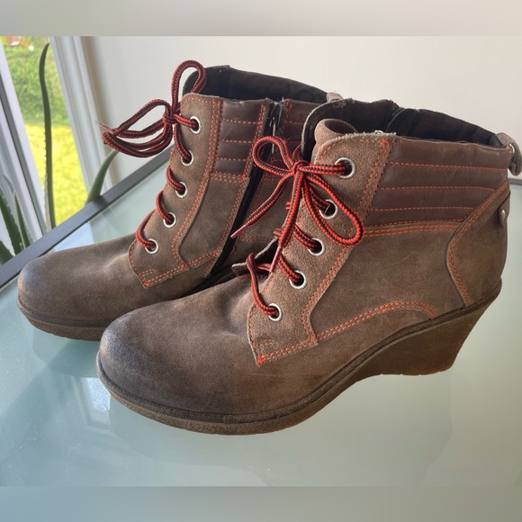 Joseph Seibel Brown Leather Ankle Boots / Wedge Booties - Size 10 US/ 40 EU 🌲 - Picture 2 of 14